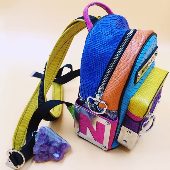 Nicopanda Mini Me Snakeskin Colorblock backpack - Picture 3 of 4